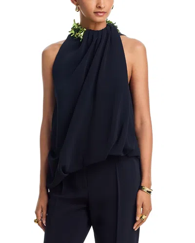 Brandon Maxwell Haze Embroidered Top In Black