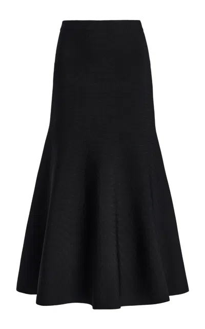 Brandon Maxwell Hendrix Flared Knit Midi Skirt In Black
