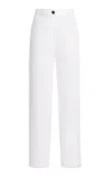 Brandon Maxwell Holland Sheer Cropped Silk Pants In White