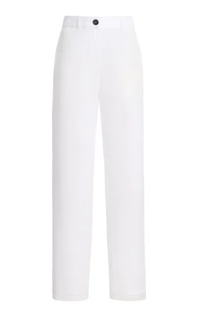 Brandon Maxwell Holland Sheer Cropped Silk Pants In White