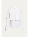 Brandon Maxwell Inez Pleated Draped Tuxedo Shirt In White