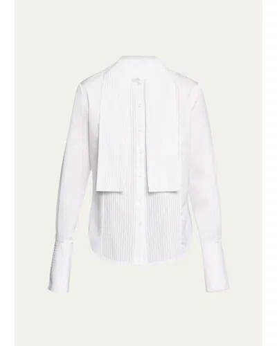 BRANDON MAXWELL INEZ PLEATED DRAPED TUXEDO SHIRT