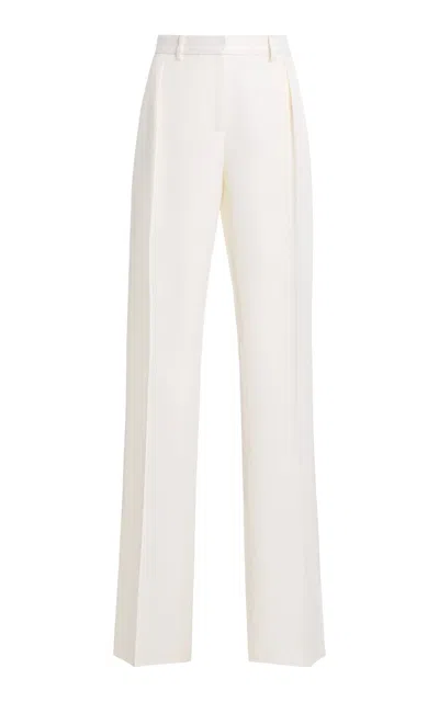 Brandon Maxwell Irving Wool-silk Trousers In White
