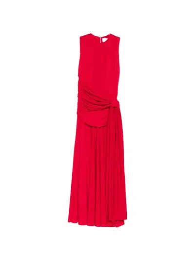 Brandon Maxwell Isadora Draped Midi Dress In Red