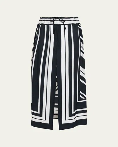 Brandon Maxwell Jameson A-line Viscose Skirt In Black/white