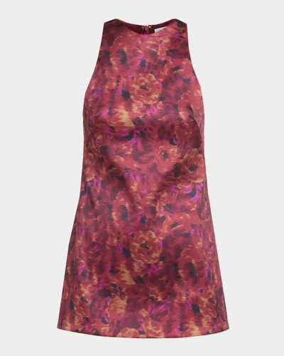 Brandon Maxwell Joelle Sleeveless Floral-print Mini Dress In Multi