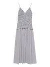 Brandon Maxwell The Josie Shirred Striped Cotton Midi Dress In Gray