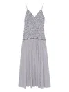 Brandon Maxwell The Josie Shirred Striped Cotton Midi Dress In Gray
