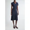 Brandon Maxwell Joyce Pleated Polo Dress In Navy