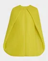 Brandon Maxwell Juniper Plunging-keyhole Cape Mini Dress In Olive Oil