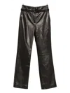 Brandon Maxwell Kaia Belted Leather Trousers In Black