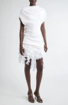 Brandon Maxwell Kayla Draped Petal-frill Mini Dress In White