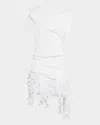 Brandon Maxwell Kayla Draped Petal-frill Mini Dress In White