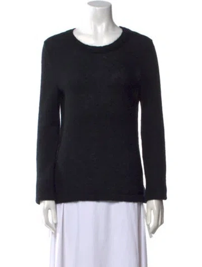 Pre-owned Brandon Maxwell Kid Mohair Scoop Neck Sweater In Black