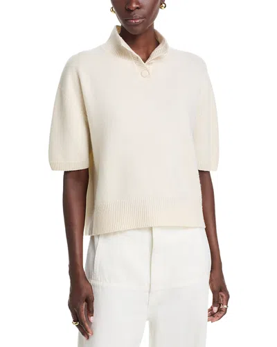 Brandon Maxwell Kinley Cashmere Cropped Henley In White