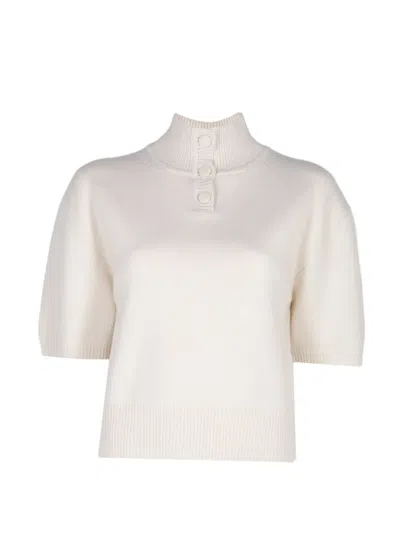 Brandon Maxwell Kinley Short-sleeve Sweater In White