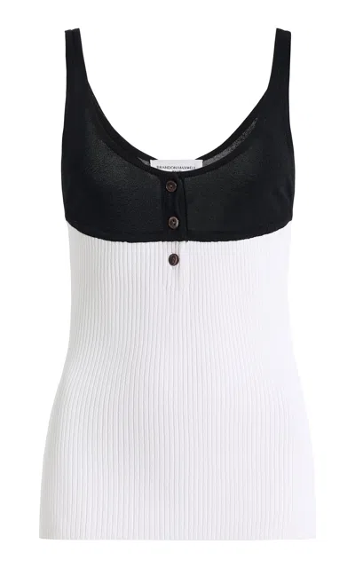 Brandon Maxwell Kit Color Blocked Tank In Black