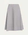 Brandon Maxwell Knox Striped Low-slung Midi Circle Skirt In Gray