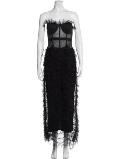 Pre-owned Brandon Maxwell Lace Long Dress In Black