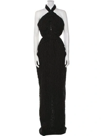 Pre-owned Brandon Maxwell Lace Pattern Long Dress In Black