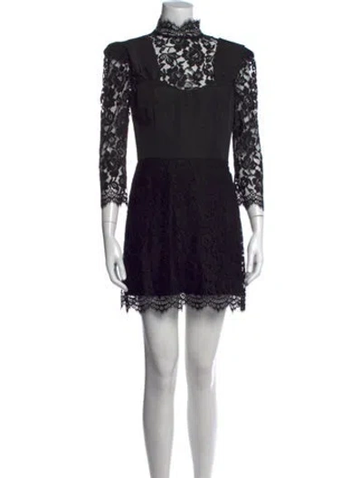 Pre-owned Brandon Maxwell Lace Pattern Mini Dress In Black