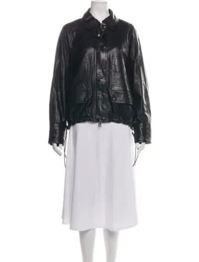 Pre-owned Brandon Maxwell Lamb Leather Biker Jacket In Black