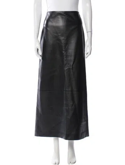 Pre-owned Brandon Maxwell Lamb Leather Midi Length Skirt In Gray