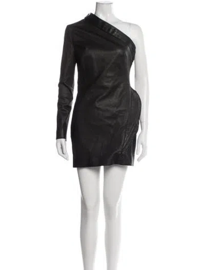 Pre-owned Brandon Maxwell Lamb Leather Mini Dress In Black