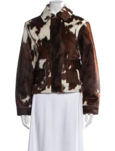 Pre-owned Brandon Maxwell Leather Animal Print Jacket W/ Tags In Brown