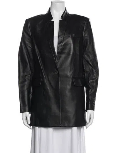Pre-owned Brandon Maxwell Leather Blazer In Black
