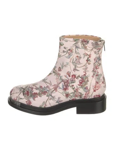 Pre-owned Brandon Maxwell Leather Floral Print Combat Boots In Pink