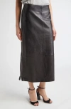 Brandon Maxwell The Avery Leather Midi Skirt In Black