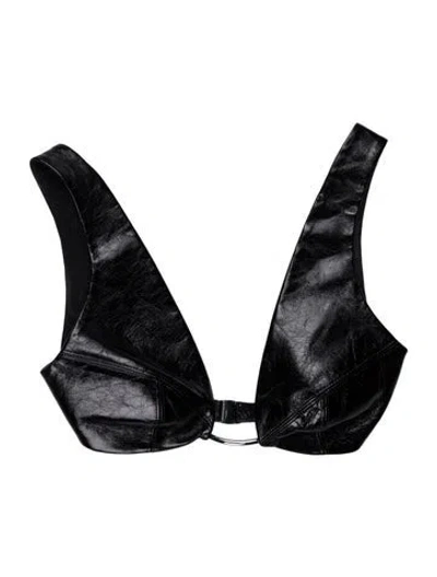 Pre-owned Brandon Maxwell Leather Top In Black