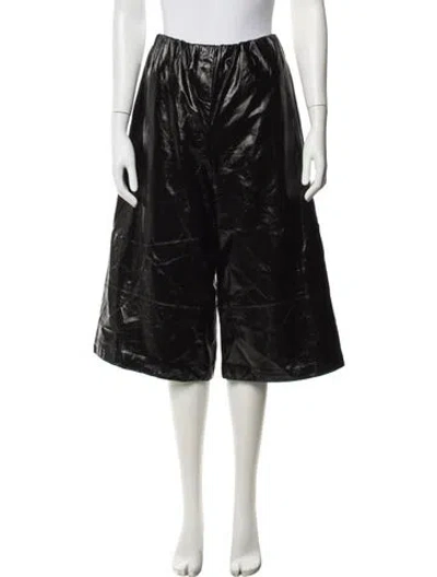 Pre-owned Brandon Maxwell Leather Wide Leg Pants In Black
