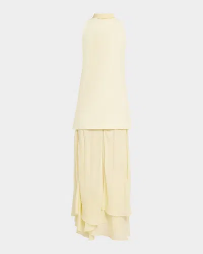 Brandon Maxwell Leonie Ruffled Dress In Yellow