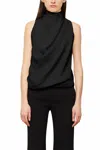 Brandon Maxwell Lina Cowl Neck Top In Black In Black