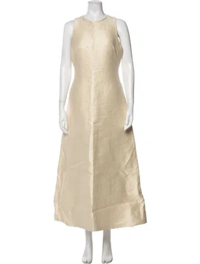 Pre-owned Brandon Maxwell Linen Long Dress In Neutral