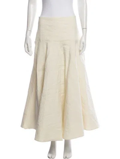 Pre-owned Brandon Maxwell Linen Long Skirt W/ Tags In Neutral