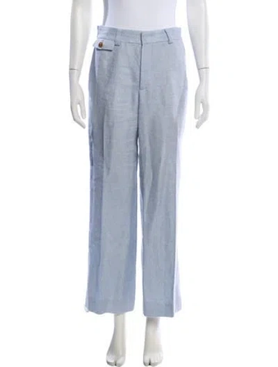 Pre-owned Brandon Maxwell Linen Wide Leg Pants In Blue