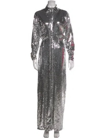 Pre-owned Brandon Maxwell Long Dress In Silver
