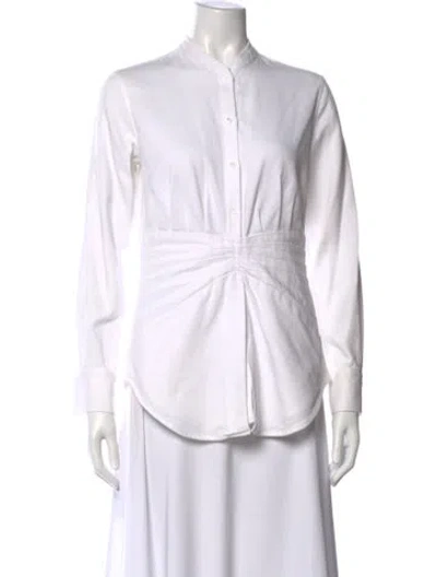 Pre-owned Brandon Maxwell Long Sleeve Blouse In White