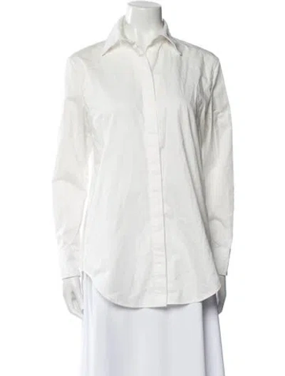 Pre-owned Brandon Maxwell Long Sleeve Button-up Top In White