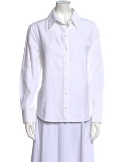 Pre-owned Brandon Maxwell Long Sleeve Button-up Top In White