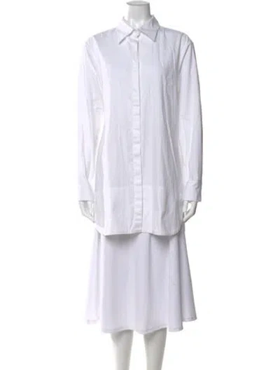 Pre-owned Brandon Maxwell Long Sleeve Button-up Top In White