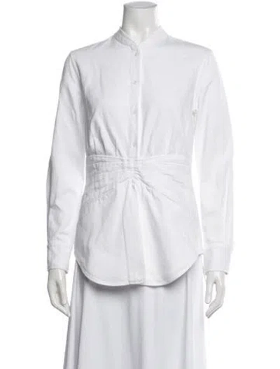 Pre-owned Brandon Maxwell Long Sleeve Button-up Top In White
