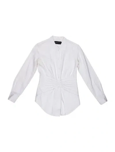 Pre-owned Brandon Maxwell Long Sleeve Button-up Top In White