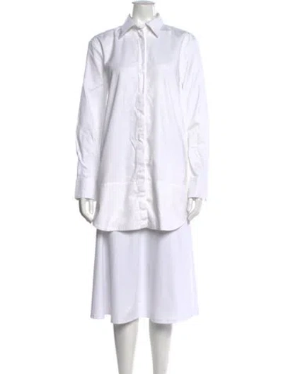 Pre-owned Brandon Maxwell Long Sleeve Button-up Top In White