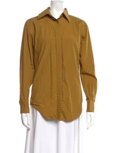 Pre-owned Brandon Maxwell Long Sleeve Button-up Top In Yellow