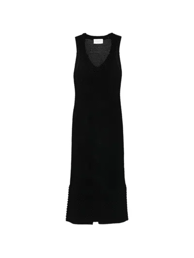 Brandon Maxwell Lou Lou Knit Pearl Trim Dress In Black