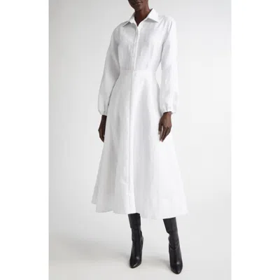 Brandon Maxwell Maggie Polka Dot Long Sleeve Jacquad Shirtdress In White